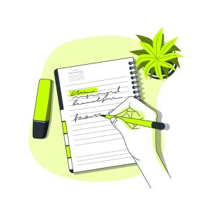 Ilustração de um estudante escrevendo